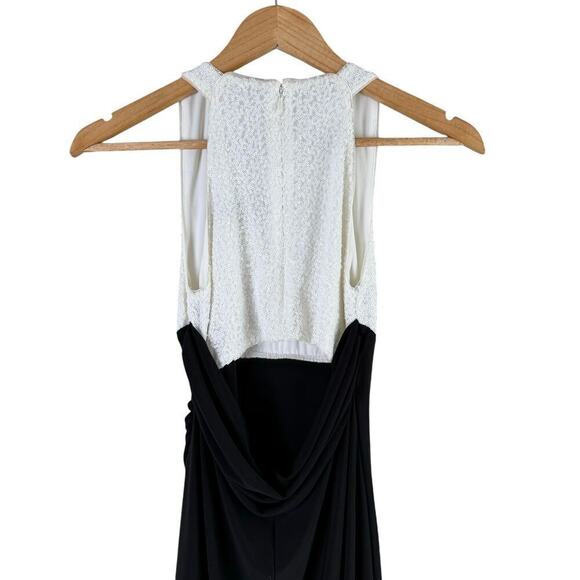 Lauren Ralph Lauren Sequin Bodice Cutout Back Formal Gown Black White, Size 0P - Picture 9 of 11